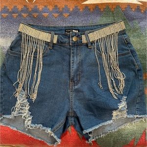 Fashion Nova Rhinestone shorts.